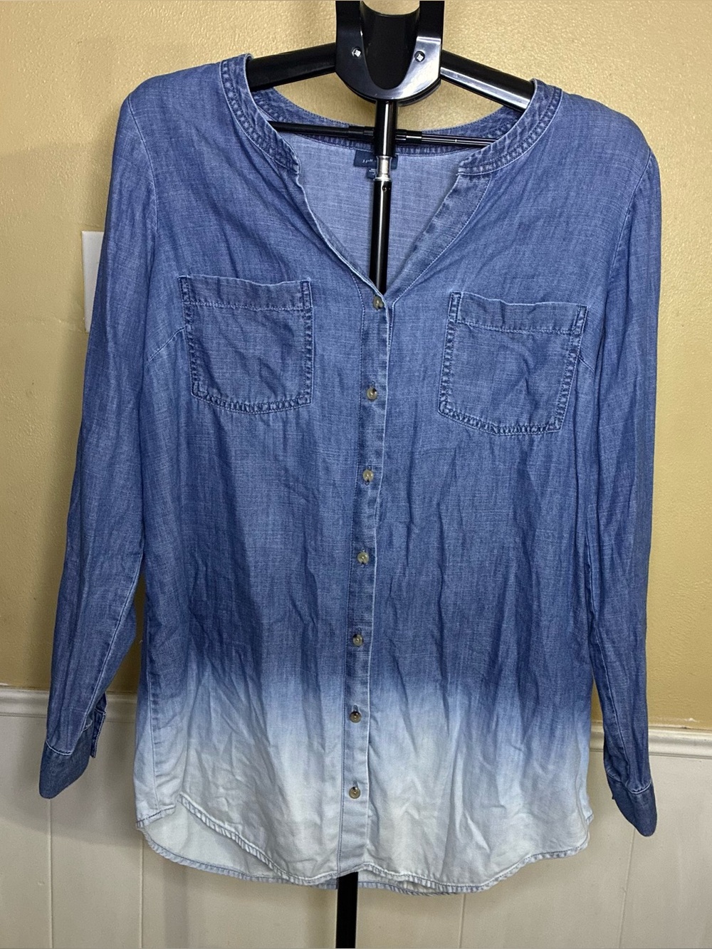 J. Jill Blue Ombre Chambray Button-Down Shirt